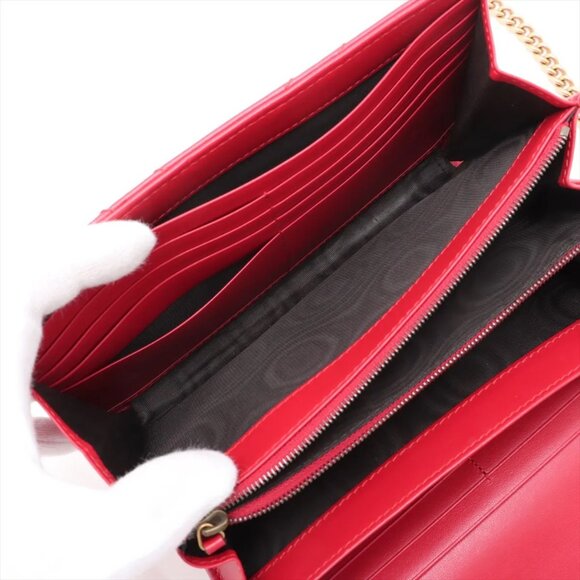Gucci GG Marmont Leather Chain Wallet Red 474575 - Picture 7 of 12